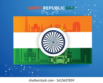 Vector Illustration or background for 26 January, republic day India.