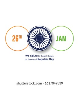 Vector Illustration or background for 26 January, republic day India.India famous monuments and Indian flag on background for Happy Republic Day poster design.