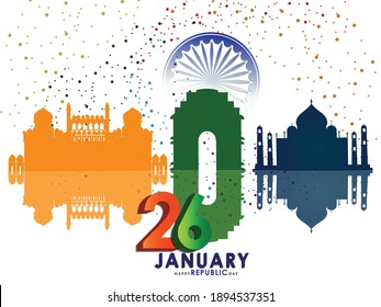 Vector Illustration or background for 26 January, republic day India.