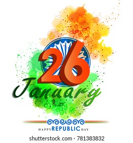 Vector Illustration or background for 26 January, republic day India.