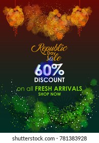 Vector Illustration or background for 26 January, republic day India.