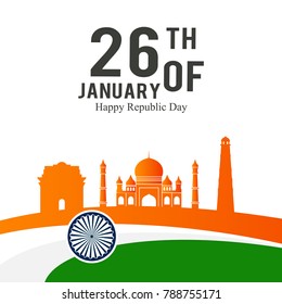 Vector Illustration or background for 26 January, republic day India
