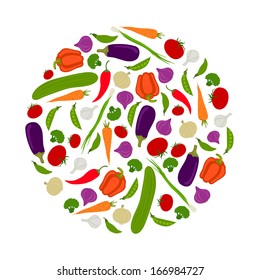 Vector Illustration of a Background with Abstract Vegetables