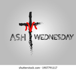 vector illustration background for ash Wednesday with cross and text 