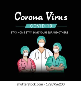 Vector illustration of a Background for Avoid Corona Virus Disease. COVID-2019.Save to Earth for Corona Virus Disease.