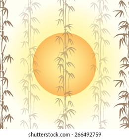 Vector illustration background with bamboo and sun