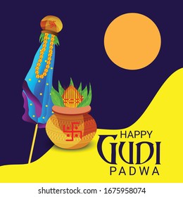 Imagen vectorial de un fondo o cartel para Feliz Gudi Padwa.