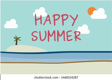 Vector illustration background beach happy summer
