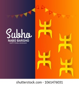 Vector illustration of a Background for Bengali New Year Subho Nabo Barsho (Happy Pohela Boishakh) a mud pot fill with rasgulla.