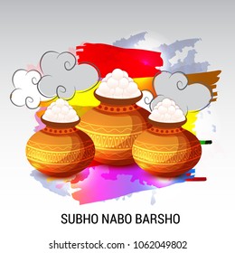 Vector illustration of a Background for Bengali New Year Subho Nabo Barsho (Happy Pohela Boishakh).