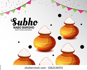 Vector illustration of a Background for Bengali New Year Subho Nabo Barsho (Happy Pohela Boishakh).