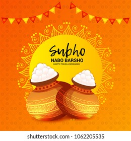 Vector illustration of a Background for Bengali New Year Subho Nabo Barsho (Happy Pohela Boishakh).