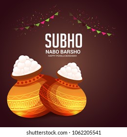 Vector illustration of a Background for Bengali New Year Subho Nabo Barsho (Happy Pohela Boishakh).