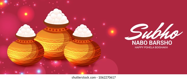Vector illustration of a Background for Bengali New Year Subho Nabo Barsho (Happy Pohela Boishakh).