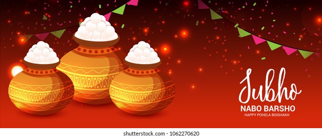 Vector illustration of a Background for Bengali New Year Subho Nabo Barsho (Happy Pohela Boishakh).