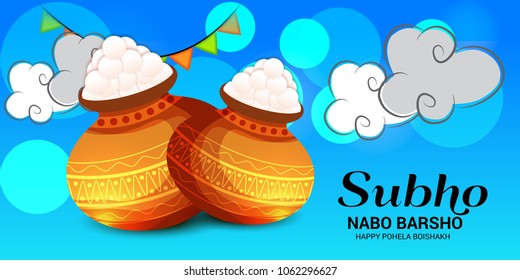 Vector illustration of a Background for Bengali New Year Subho Nabo Barsho (Happy Pohela Boishakh).