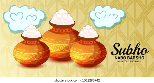 Vector illustration of a Background for Bengali New Year Subho Nabo Barsho (Happy Pohela Boishakh).