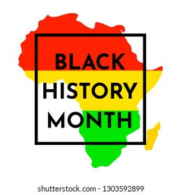 Vector illustration background with black and red, yellow, green stripes on silhouette a African continent. Black history month. 