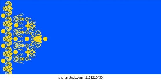 Vector illustration of background blue and patern gold