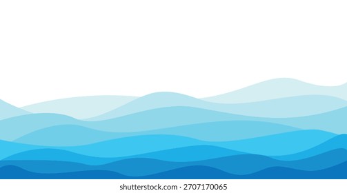 Ilustração vetorial de um plano de fundo com ondas azuis em diferentes tons.