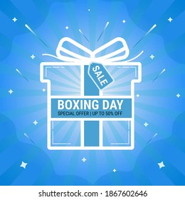Vector illustration background for Boxing Day Sale template design with outline gift box.