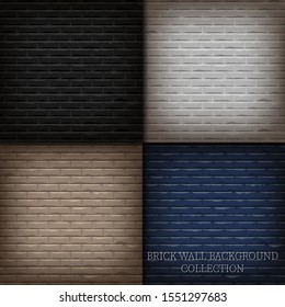 Vector illustration background of brick wall background collection with shadow around frame and bright on the middle area.
