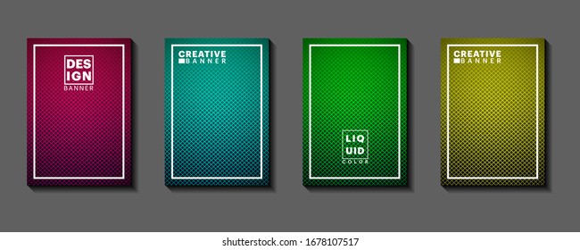 Vector illustration background of bright color pattern with line gradient texture for minimal dynamic cover design. Blue, pink, yellow, green placard poster template, A4 size and EPS 10