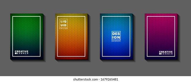 Vector illustration background of bright color pattern with line gradient texture for minimal dynamic cover design. Blue, pink, yellow, green placard poster template, A4 size and EPS 10