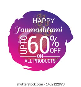 Vector illustration of a Background or Brochure for indian festival of Happy Janmashtami Celebration.