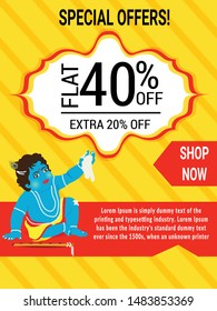 Vector illustration of a Background or Brochure for indian festival of Happy Janmashtami Celebration.