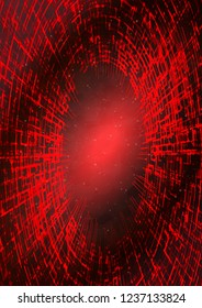 Vector illustration of a background with broken circle, and cloud. Design for intelligence science technology. Glow abstract design. Geometry on color gradient field with translucent red geometry.