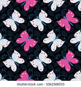 Vector illustration background with butterflies