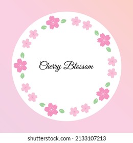 vector illustration Background with a cherry blossom or sakura wreath frame