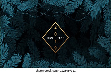 Vector illustration of Background with Christmas tree branches