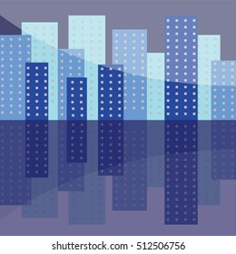 Vector illustration. Background. City and reflection. EPS10.
