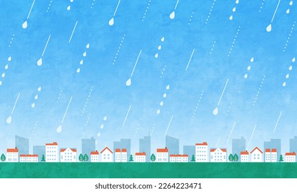 Vector illustration background of cityscape in the rainy season.