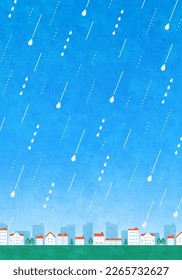 Vector illustration background of cityscape in the rainy season.