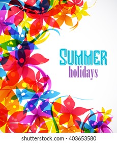 Vector illustration background with colored abstract flowers