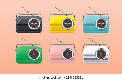 vector illustration, background - colored retro radios