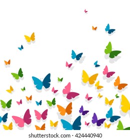 Vector Illustration of a Background with Colorful Paper Butterflies