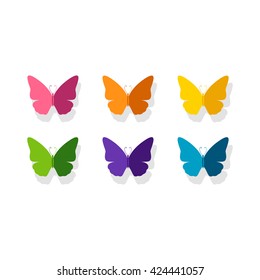 Vector Illustration of a Background with Colorful Paper Butterflies