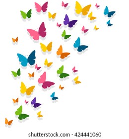 Vector Illustration of a Background with Colorful Paper Butterflies