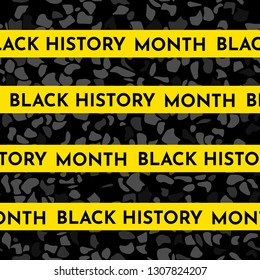 Vector illustration background concept for Black history month. Yellow stripes for text, black pattern