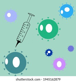 Vektorgrafik-Hintergrund der Spritze zur Vorbeugung gegen Koronavirus-Erkrankungen