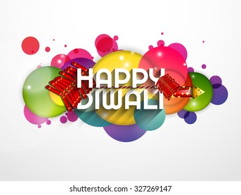 Vector illustration or Background with crackers and Beautiful typography for Diwali festival.