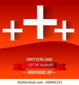 Vector illustration of a background with cross for Swiss National day, Switzerland Independence Day. 