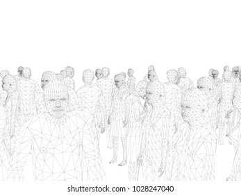 Vector illustration of a background with a crowd of people standing next to each other.