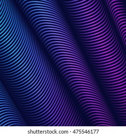 Vector illustration. Background of curved lines. The illusion of waves, of folds of fabric. Backdrop for the creative design of posters, banners, flyers