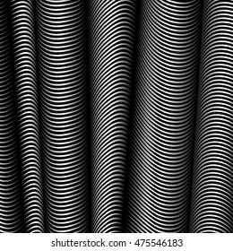 Vector illustration. Background of curved lines. The illusion of waves, of folds of fabric. Backdrop for the creative design of posters, banners, flyers