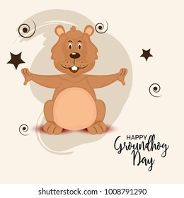 Vector illustration of a Background with Cute Marmot for Happy Groundhog Day, 2 February.